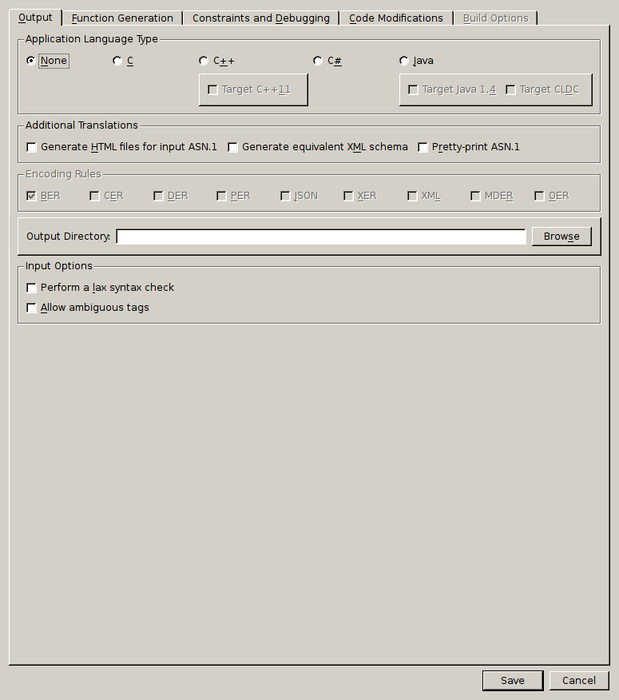 Project Settings Output